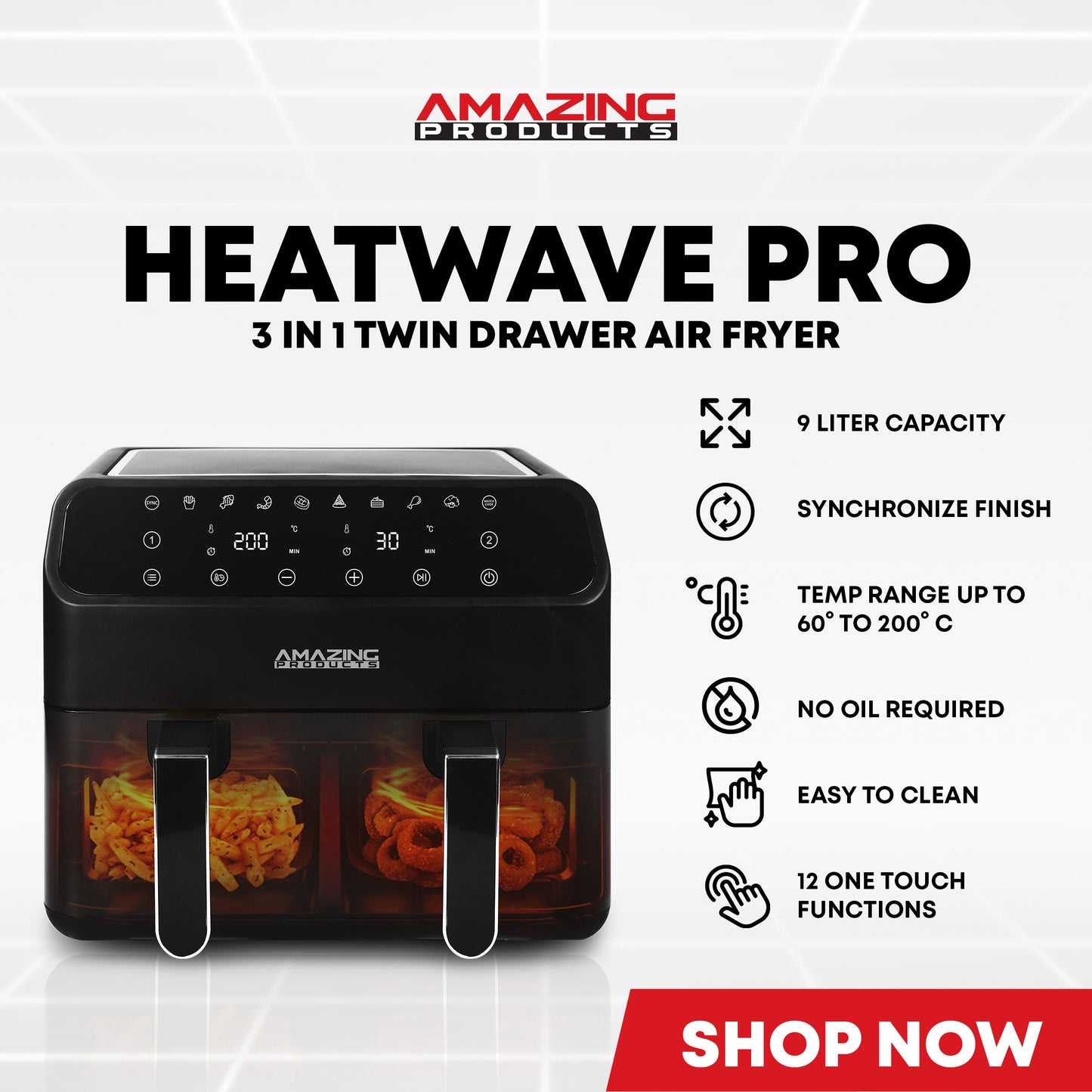 Heat Wave Pro - 3 in 1 Twin Drawer Air Fryer